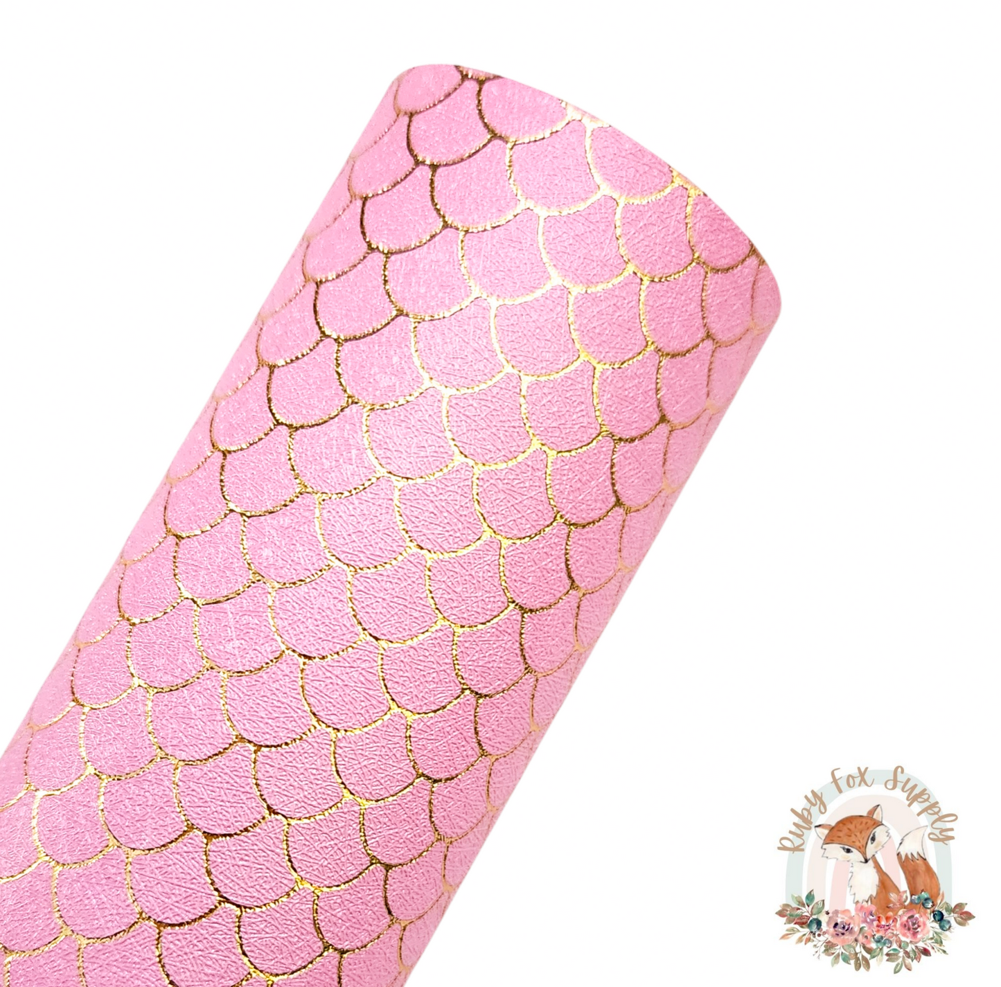 Light Pink Gold Foil Mermaid Scales 9x12 faux leather sheet