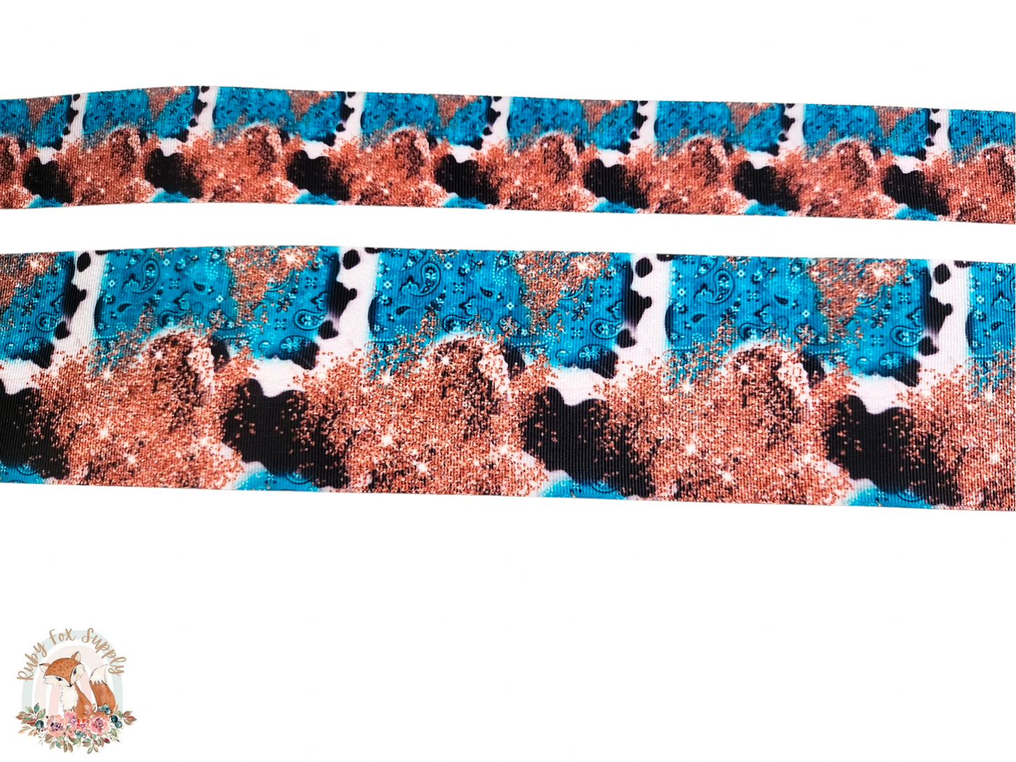 Turquoise Paisley Splatter 3"/1.5" Ribbon