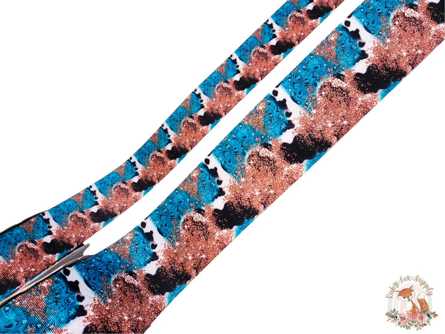 Turquoise Paisley Splatter 3"/1.5" Ribbon