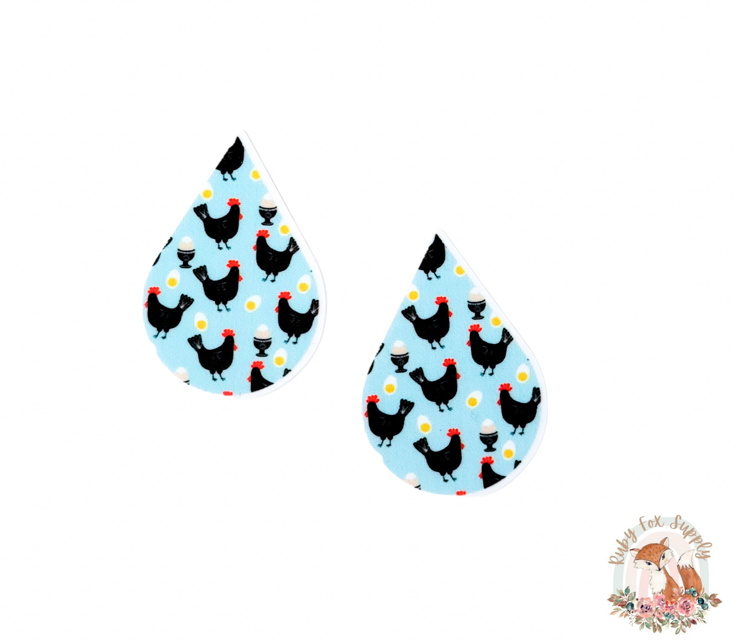 Blue Chicken Resin Earrings