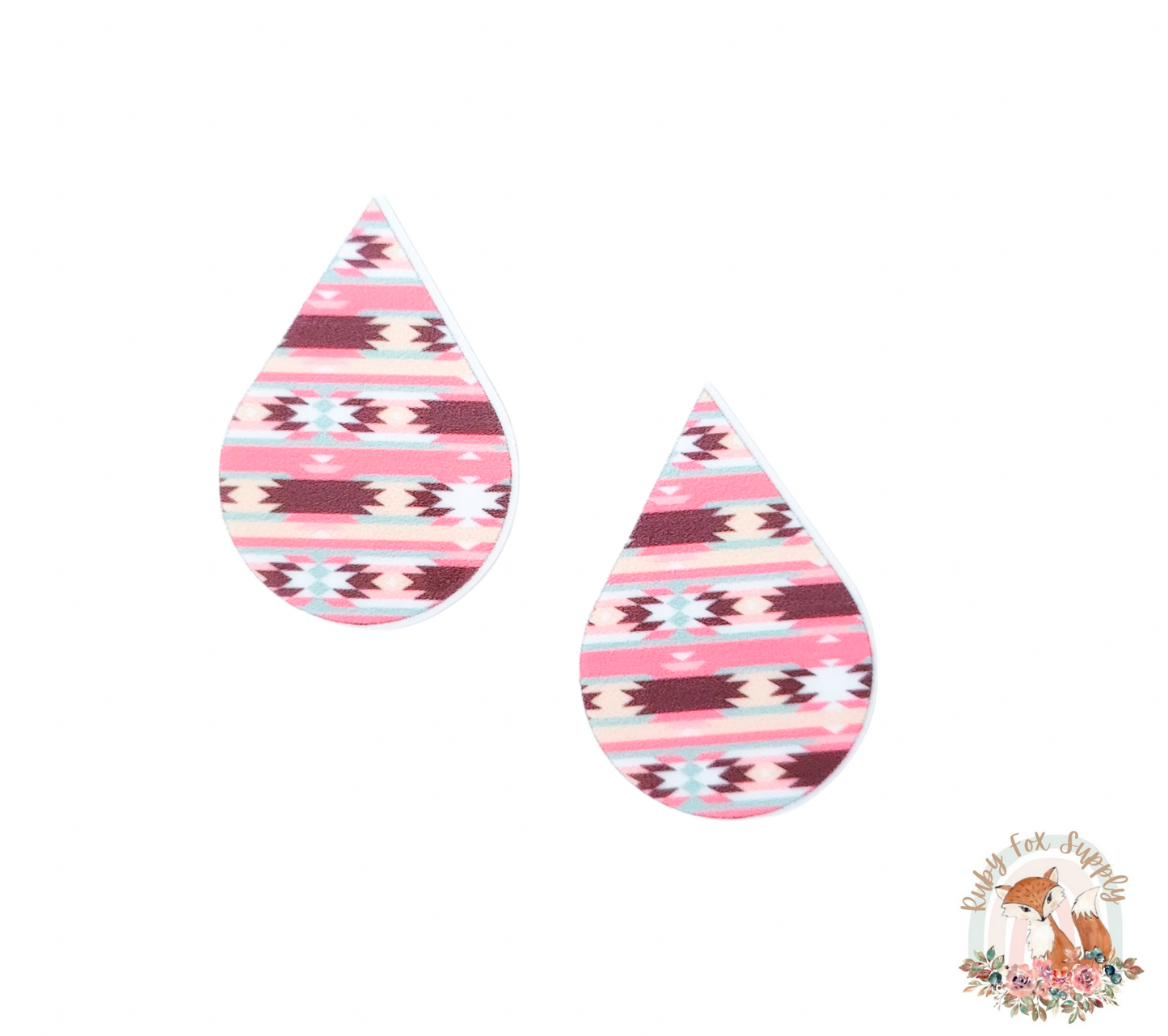 Western Pink Pattern Resin Earrings