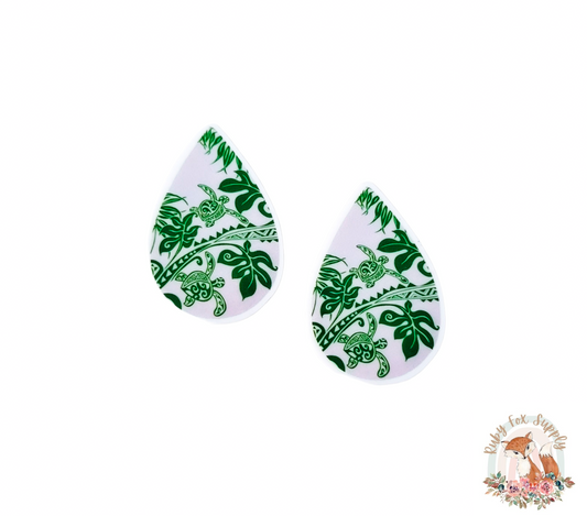Hawaiian Green Turtle Resin Earrings