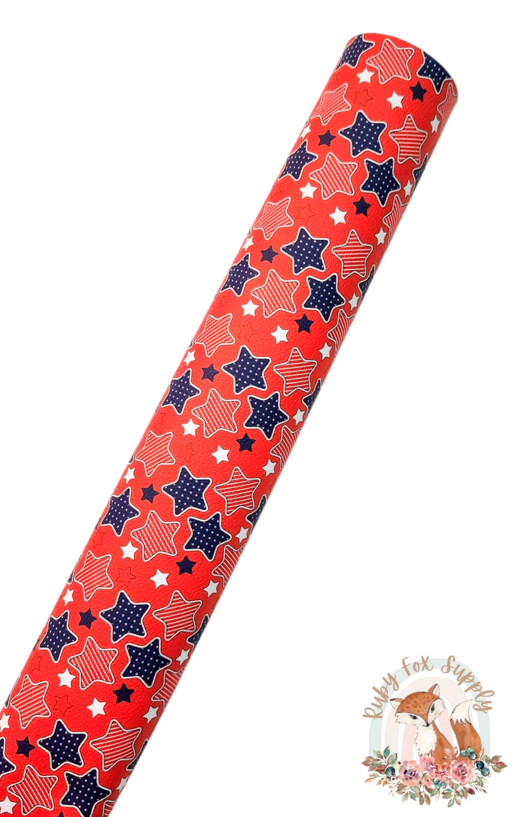 Red Patriotic Stars 9x12 faux leather sheet