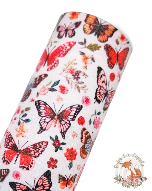 Faux Embroidery Butterflies 9x12 faux leather sheet