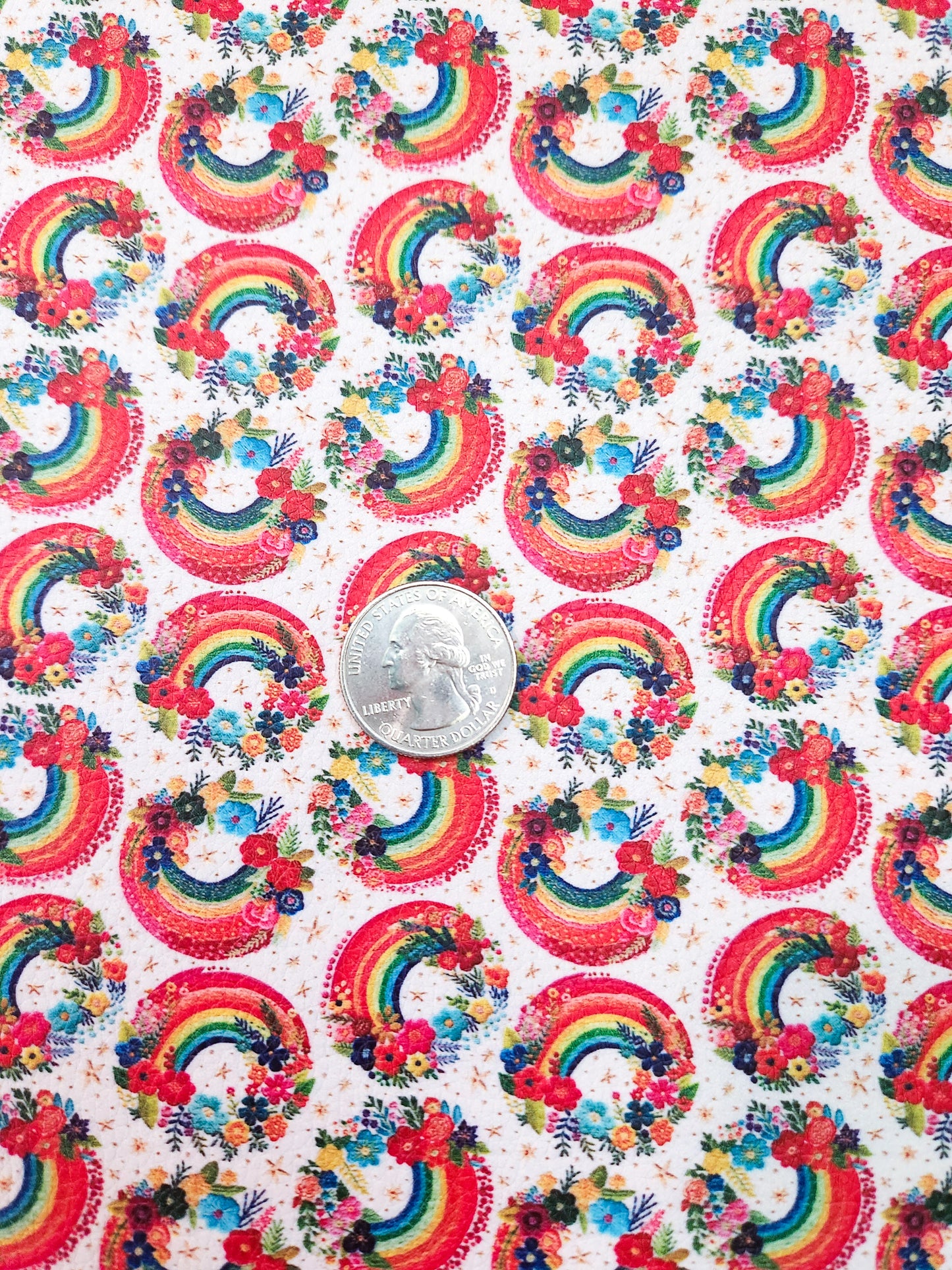 Faux Embroidery Rainbows 9x12 faux leather sheet