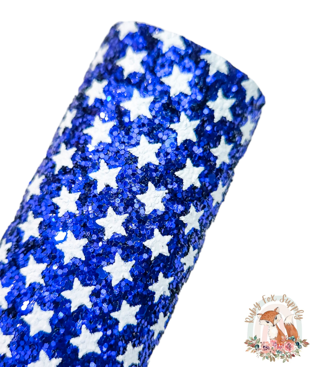 Blue Star Chunky Glitter 9x12 faux leather sheet