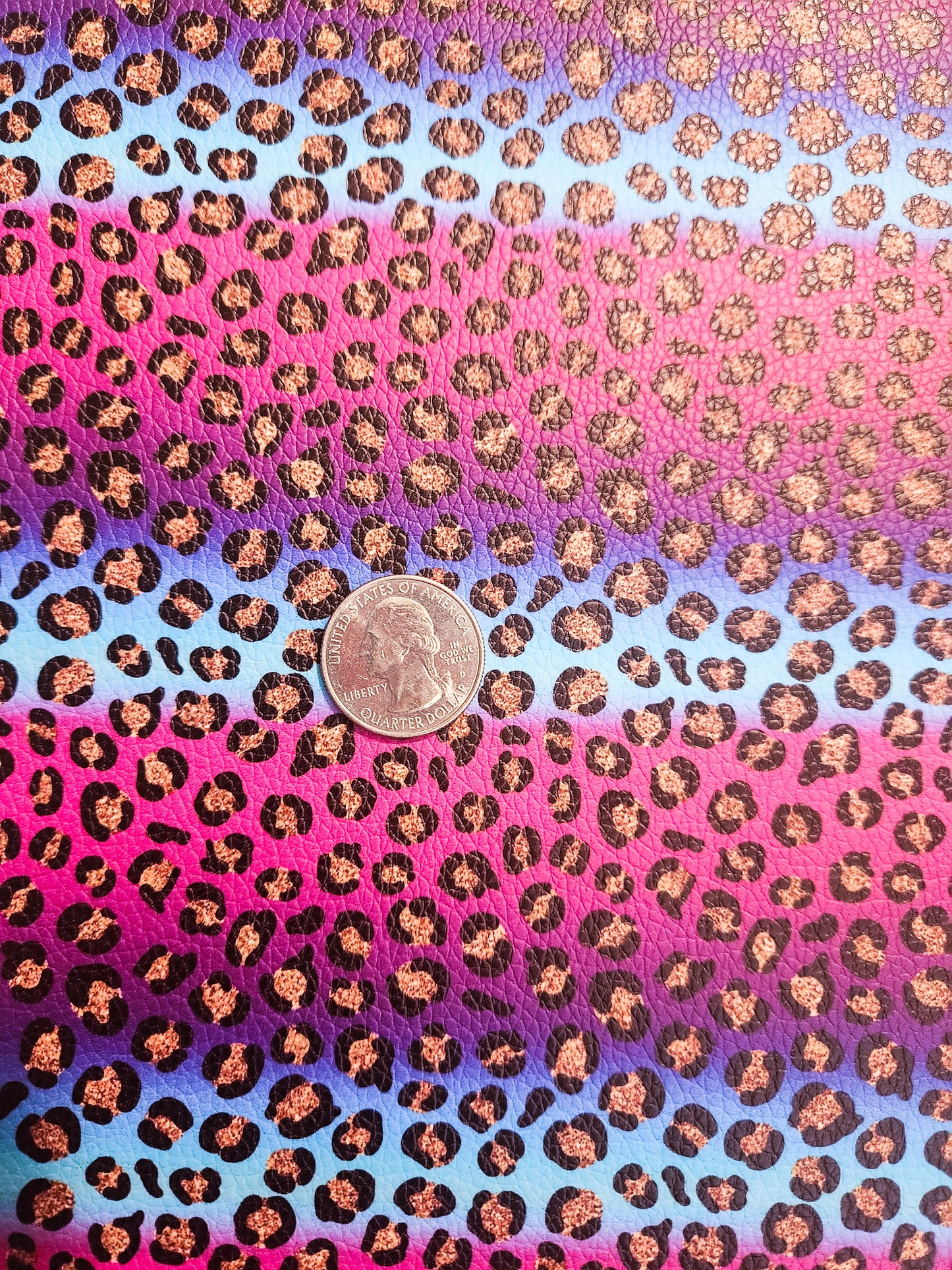 Pink Purple Ombre Cherpetah Print 9x12 faux leather sheet
