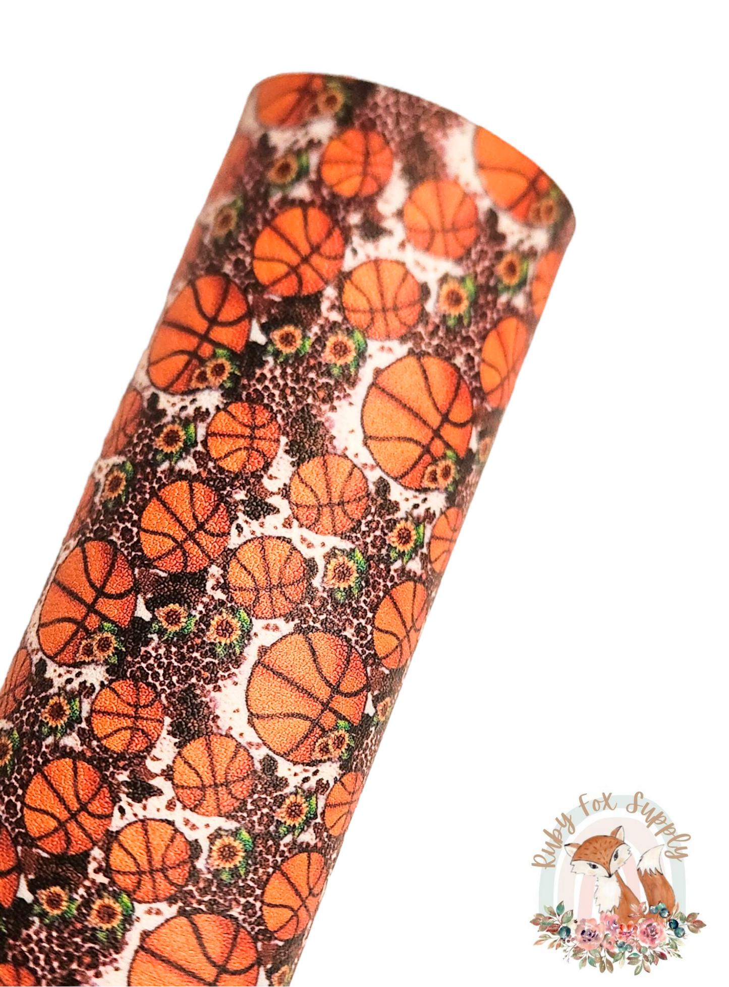 Floral Cheetah Basketball 9x12 faux leather sheet