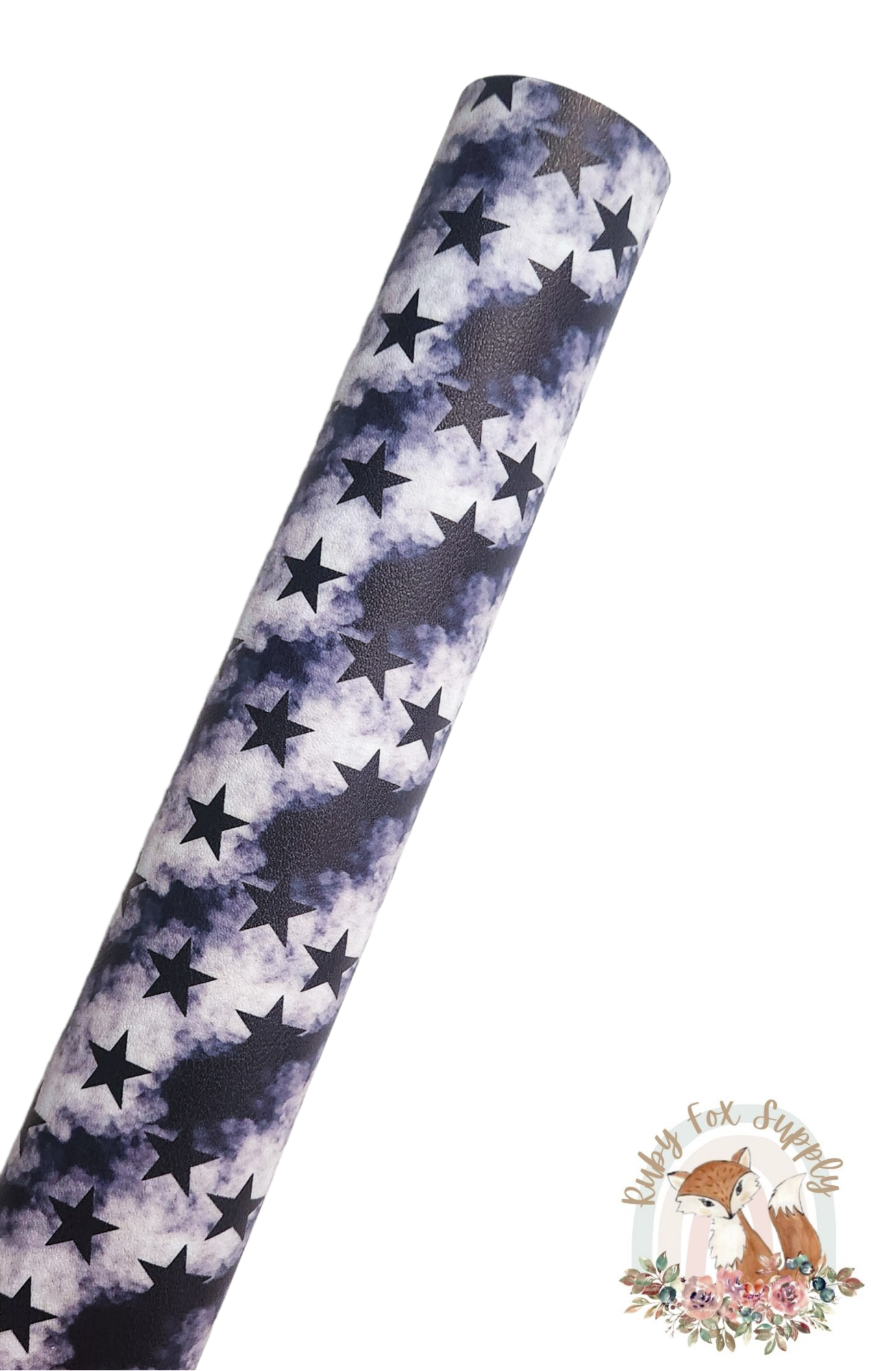 BW Tie Dye Stars 9x12 faux leather sheet