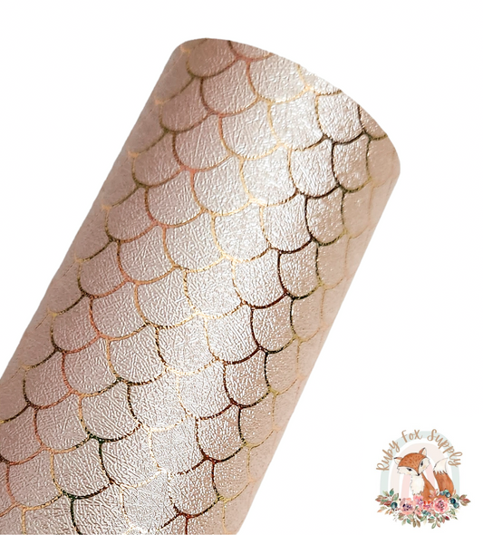 Light Gold Foil Mermaid Scales 9x12 faux leather sheet