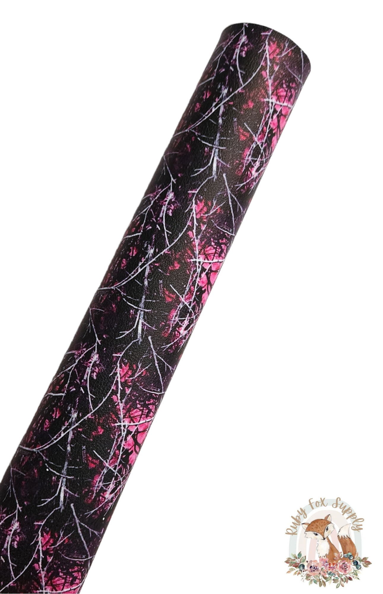 Pink Branch Camo 9x12 faux leather sheet