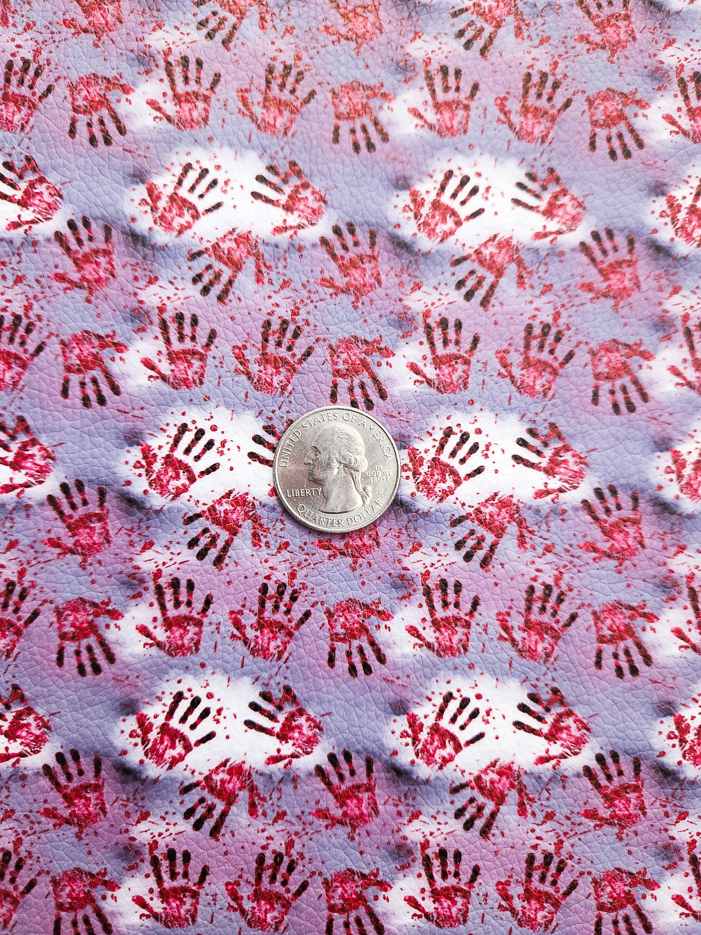 Gray Bloody Handprints 9x12 faux leather sheet