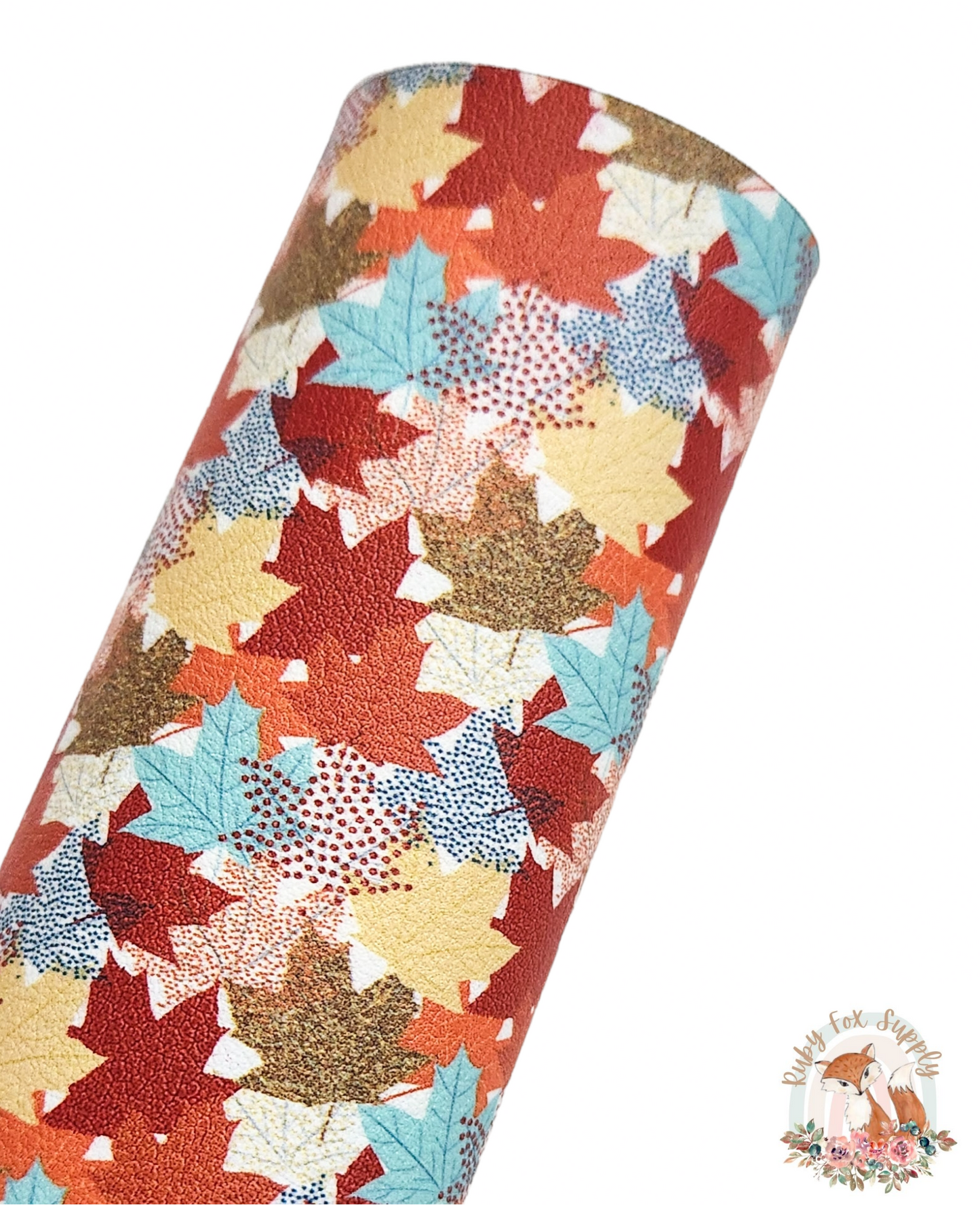 Stacked Fall Leaves 9x12 faux leather sheet