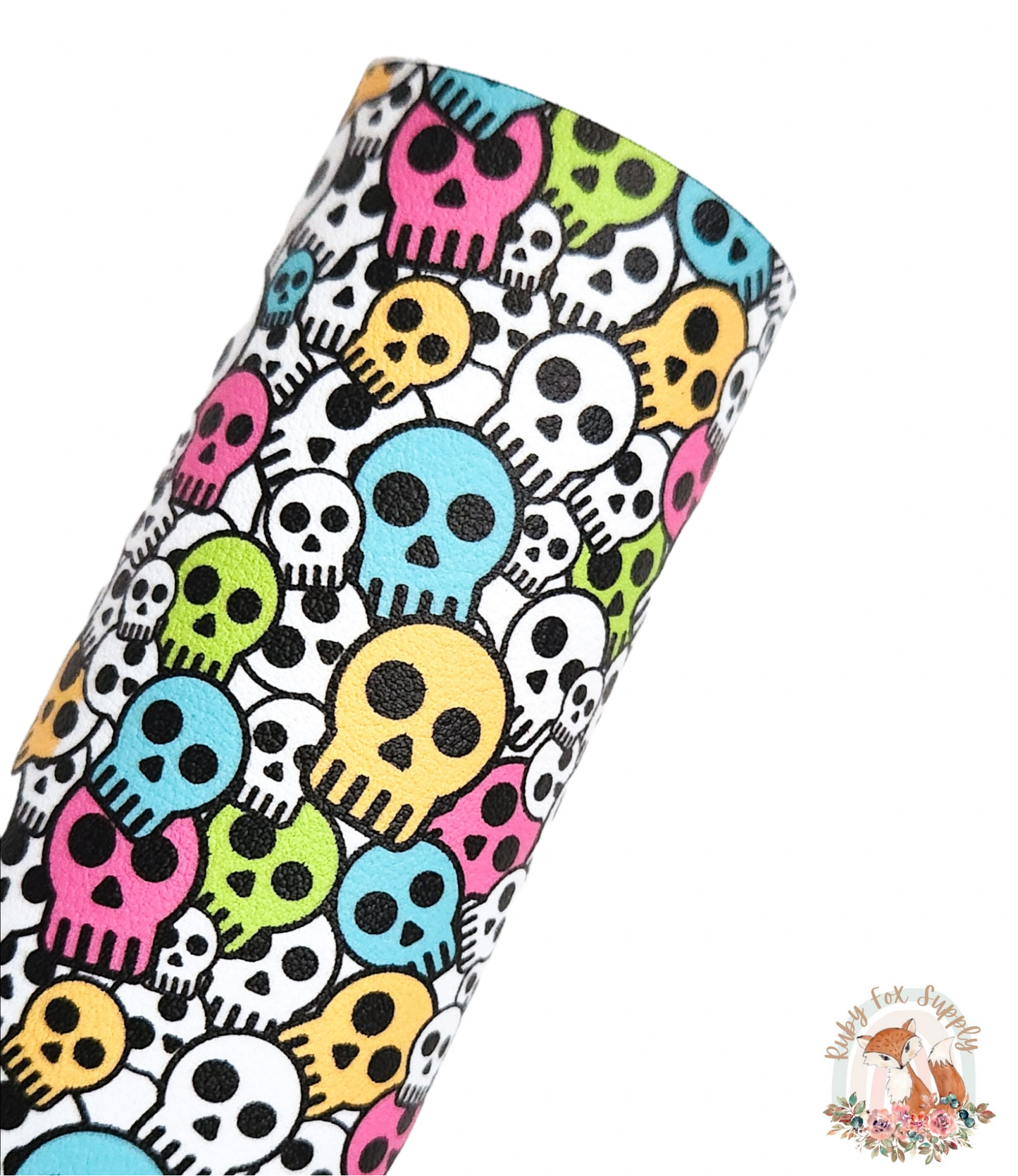 Colorful Skulls 9x12 faux leather sheet