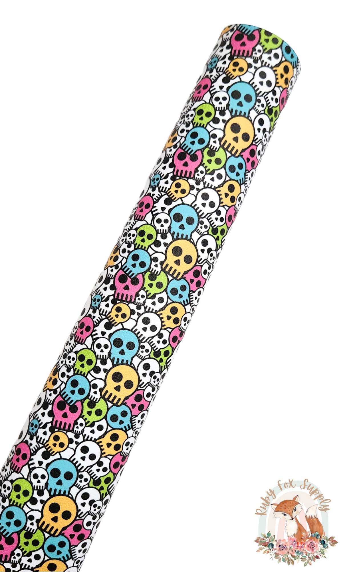 Colorful Skulls 9x12 faux leather sheet