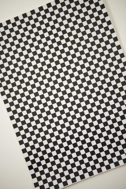 Black and White Checker 9x12 faux leather sheet