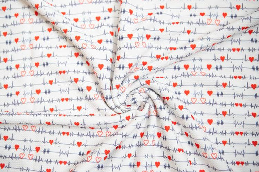 White Heartbeat Bullet Fabric Strip