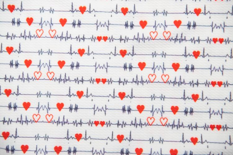 White Heartbeat Bullet Fabric Strip
