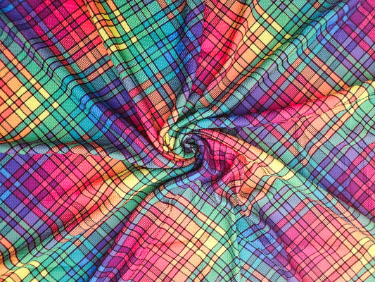 Rainbow Plaid Bullet Fabric Strip