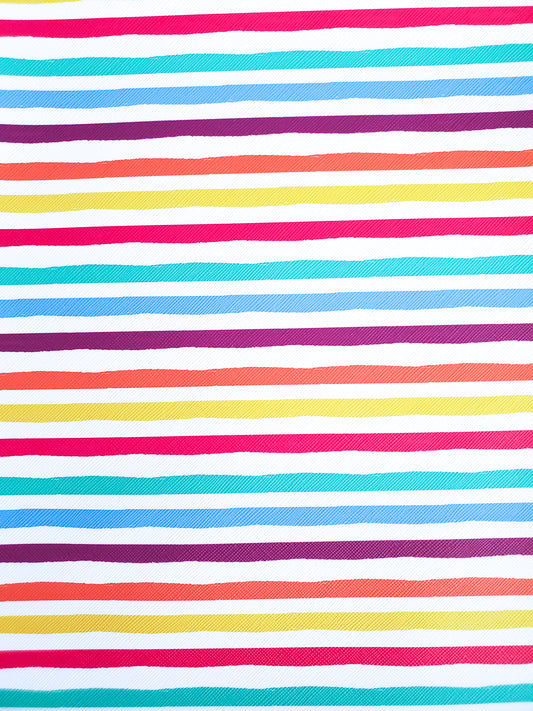 Rainbow and White Stripe 9x12 faux leather sheet
