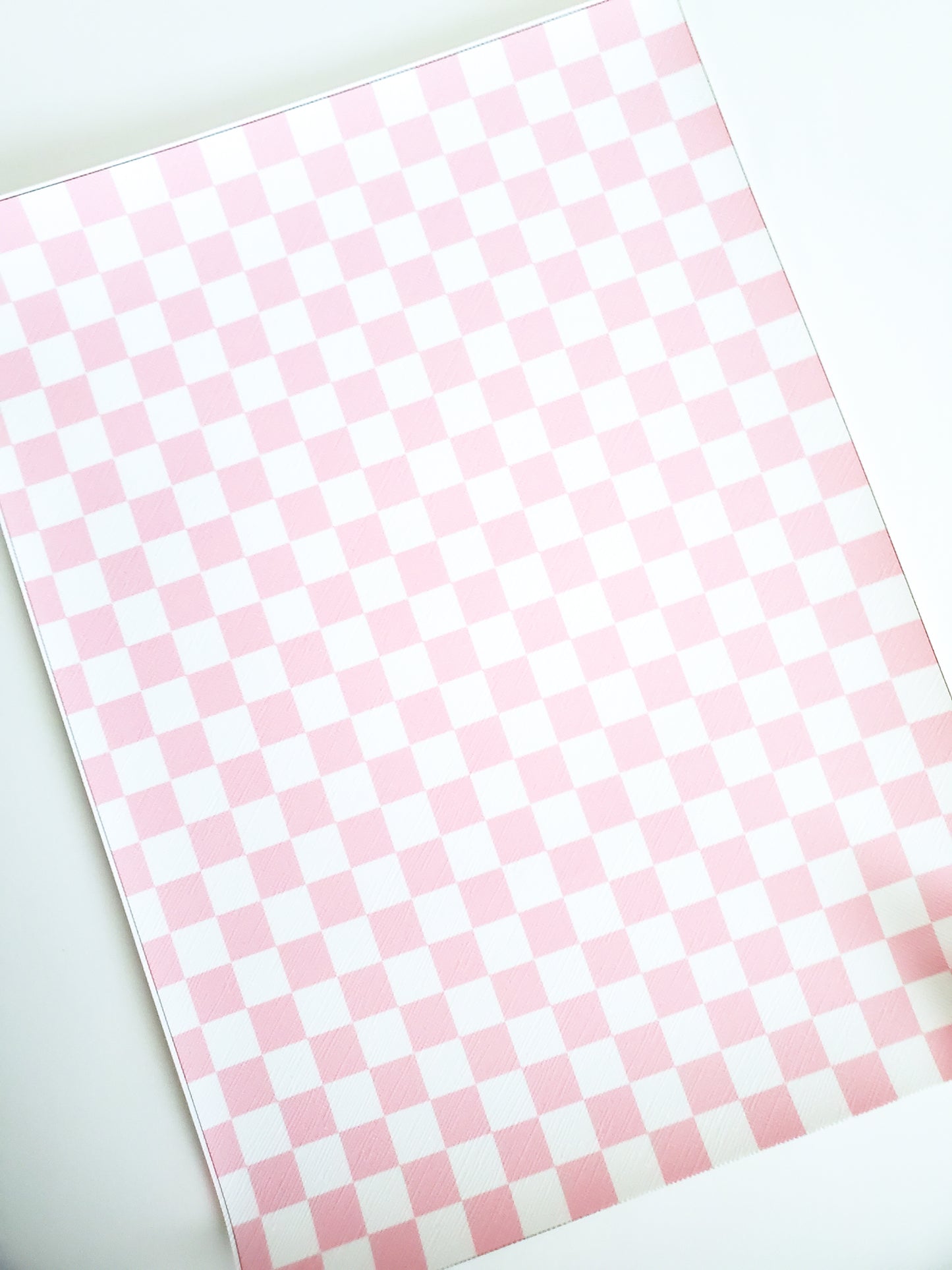 Pink and White Checker 9x12 faux leather sheet