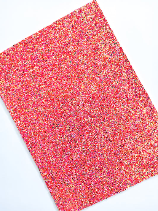 Watermelon Red Chunky Glitter 9x12 faux leather sheet