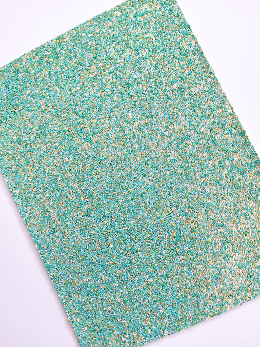 Minty Gold Chunky Glitter 9x12 faux leather sheet
