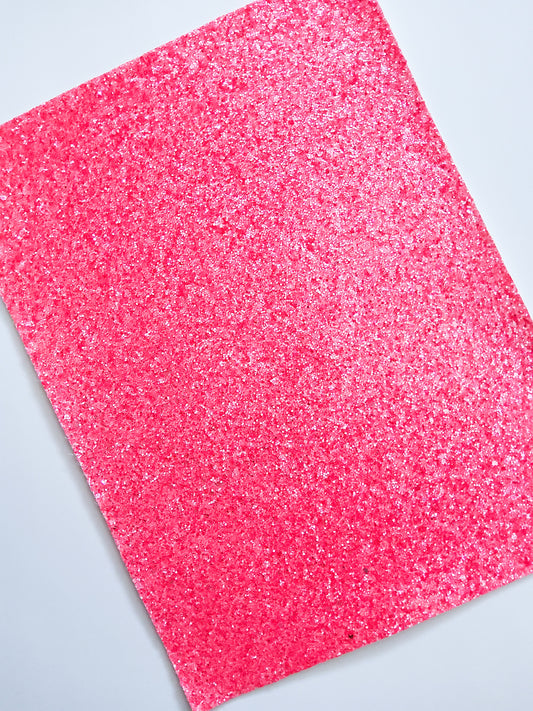 Neon Hot Pink Chunky Glitter 9x12 faux leather sheet
