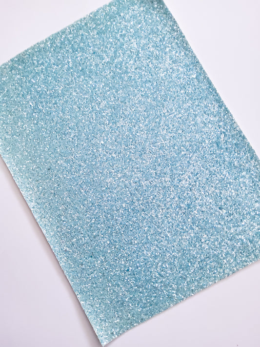 Neon Light Blue Chunky Glitter 9x12 faux leather sheet