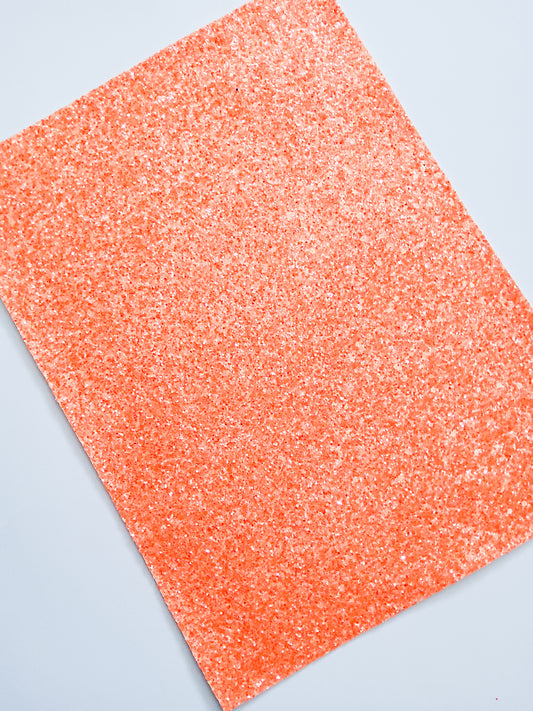 Neon Orange Chunky Glitter 9x12 faux leather sheet