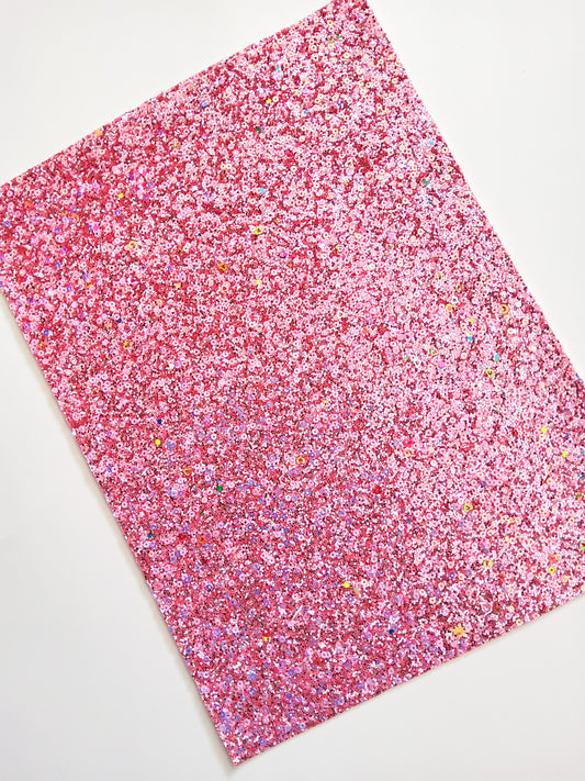 Pink Sequin Chunky Glitter 9x12 faux leather sheet