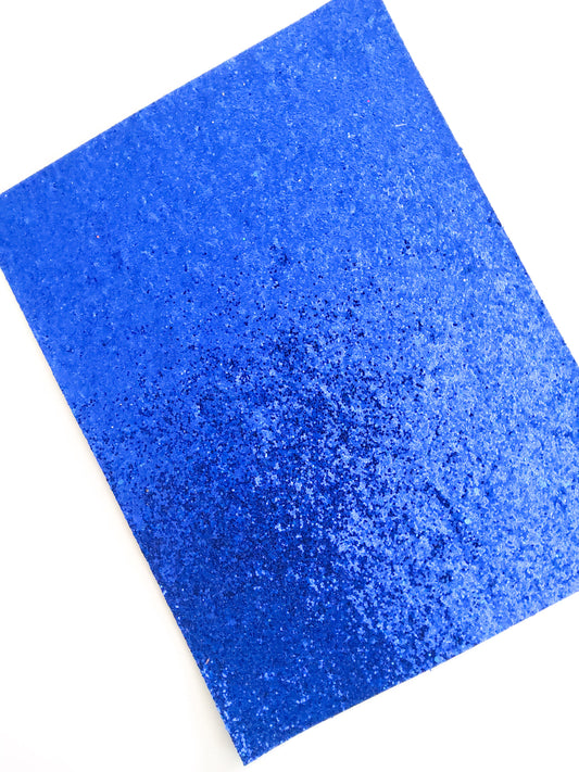 Blue Chunky Glitter 9x12 thin faux leather sheet