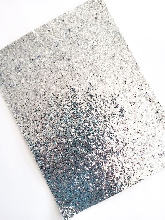 Silver Chunky Glitter 9x12 thin faux leather sheet