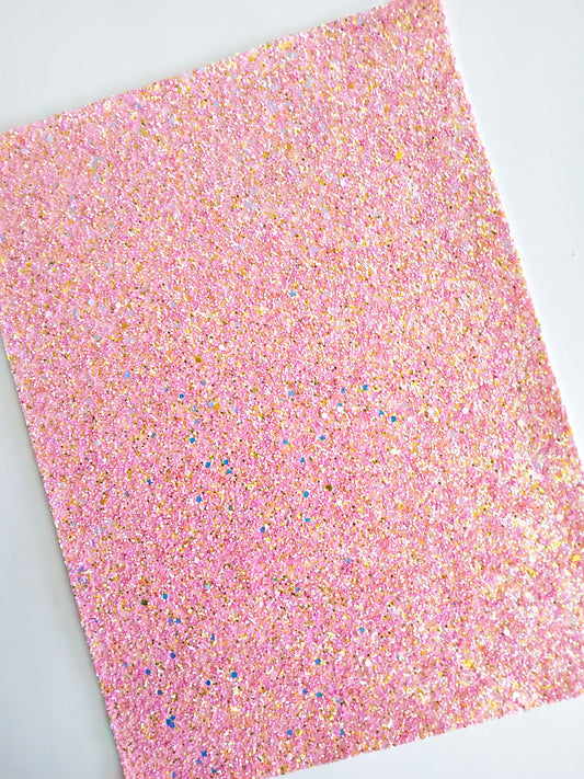 Pink Gold Chunky Glitter 9x12 faux leather sheet