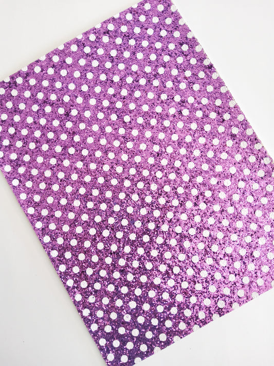 Purple Polka Dot Chunky Glitter 9x12 faux leather sheet