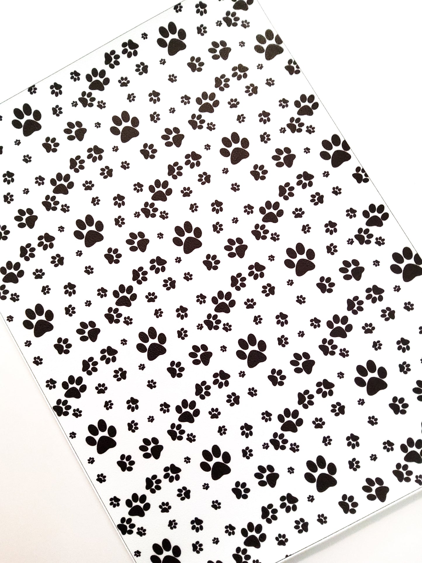 Black and White Paw Print 9x12 faux leather sheet