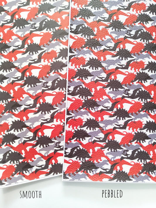 Red and Black Dinos 9x12 faux leather sheet