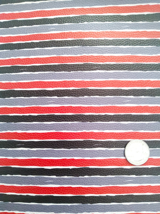 Red and Black Stripes 9x12 faux leather sheet