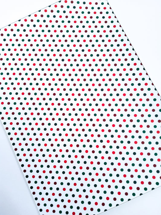 Red and Green Dots 9x12 faux leather sheet