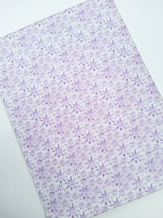 Purple Snowflakes 9x12 faux leather sheet