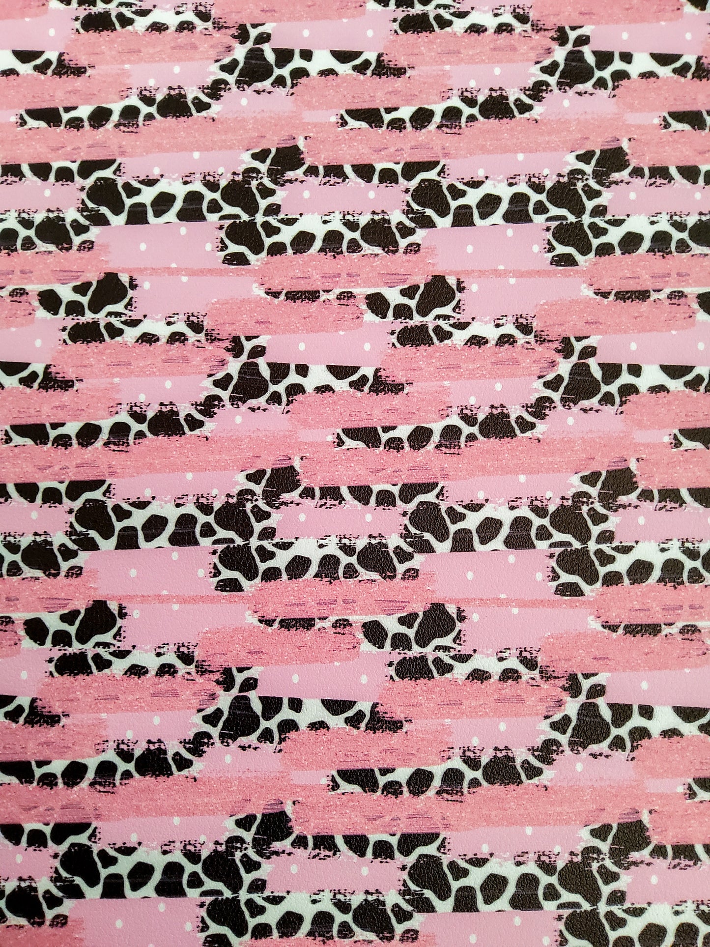 Pink Cow Brushstrokes 9x12 faux leather sheet