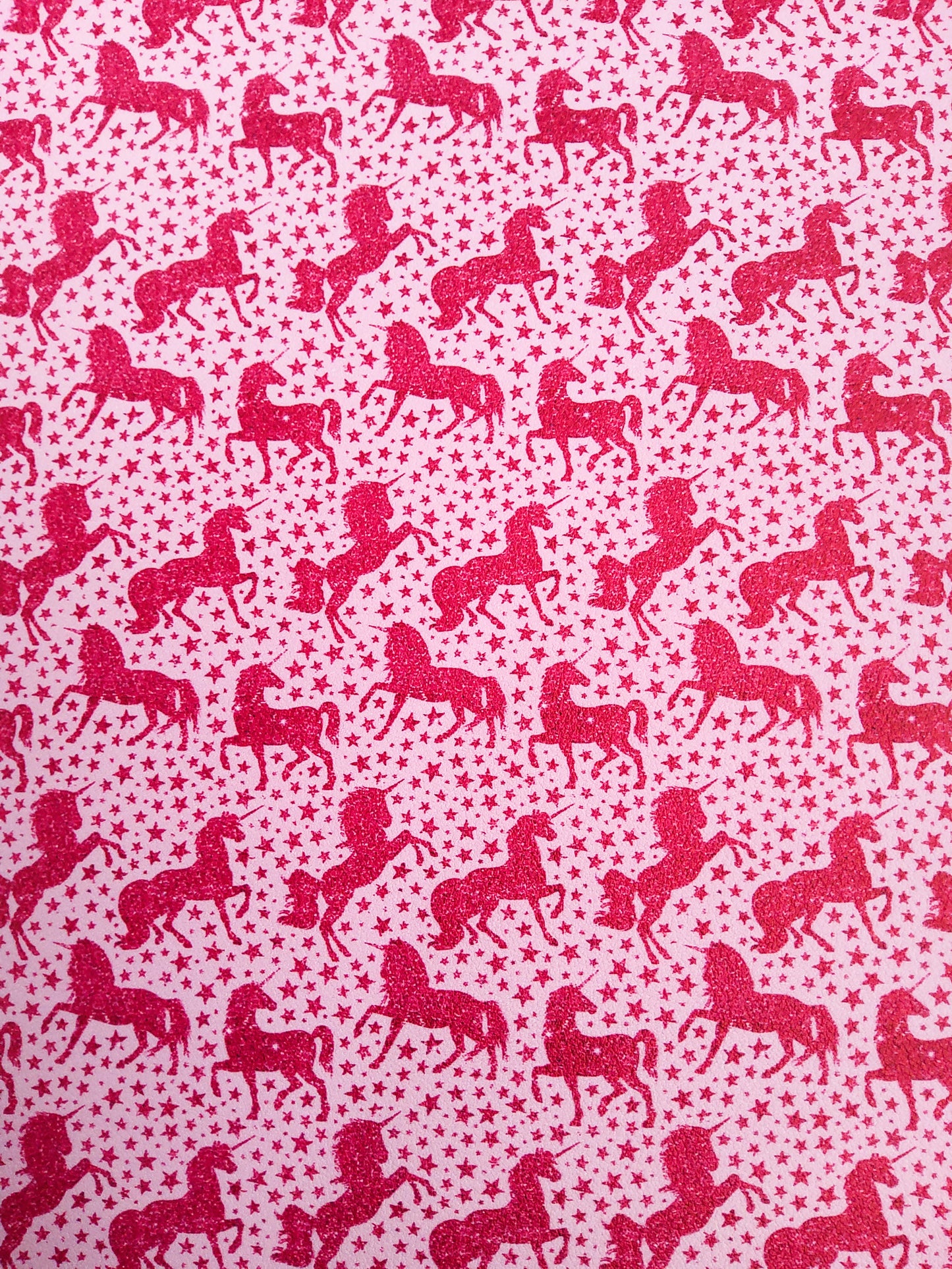 Pink Unicorns and Stars 9x12 faux leather sheet