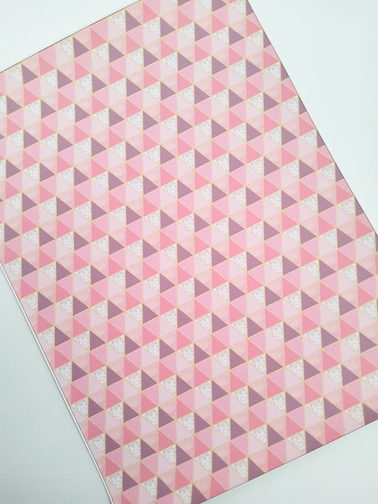 Pink Triangles 9x12 faux leather sheet