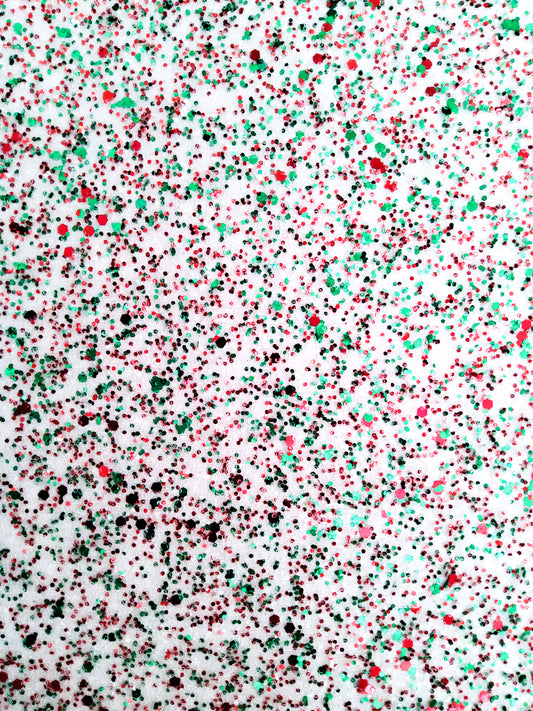 White Christmas Glitter 9x12 faux leather sheet