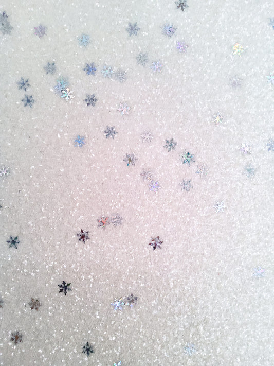 Silver Snowflake Chunky Glitter 9x12 faux leather sheet