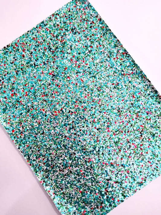 Green Christmas Glitter 9x12 faux leather sheet