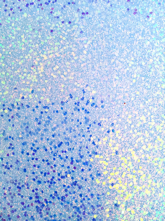 Sparkly Blue Chunky Glitter 9x12 faux leather sheet