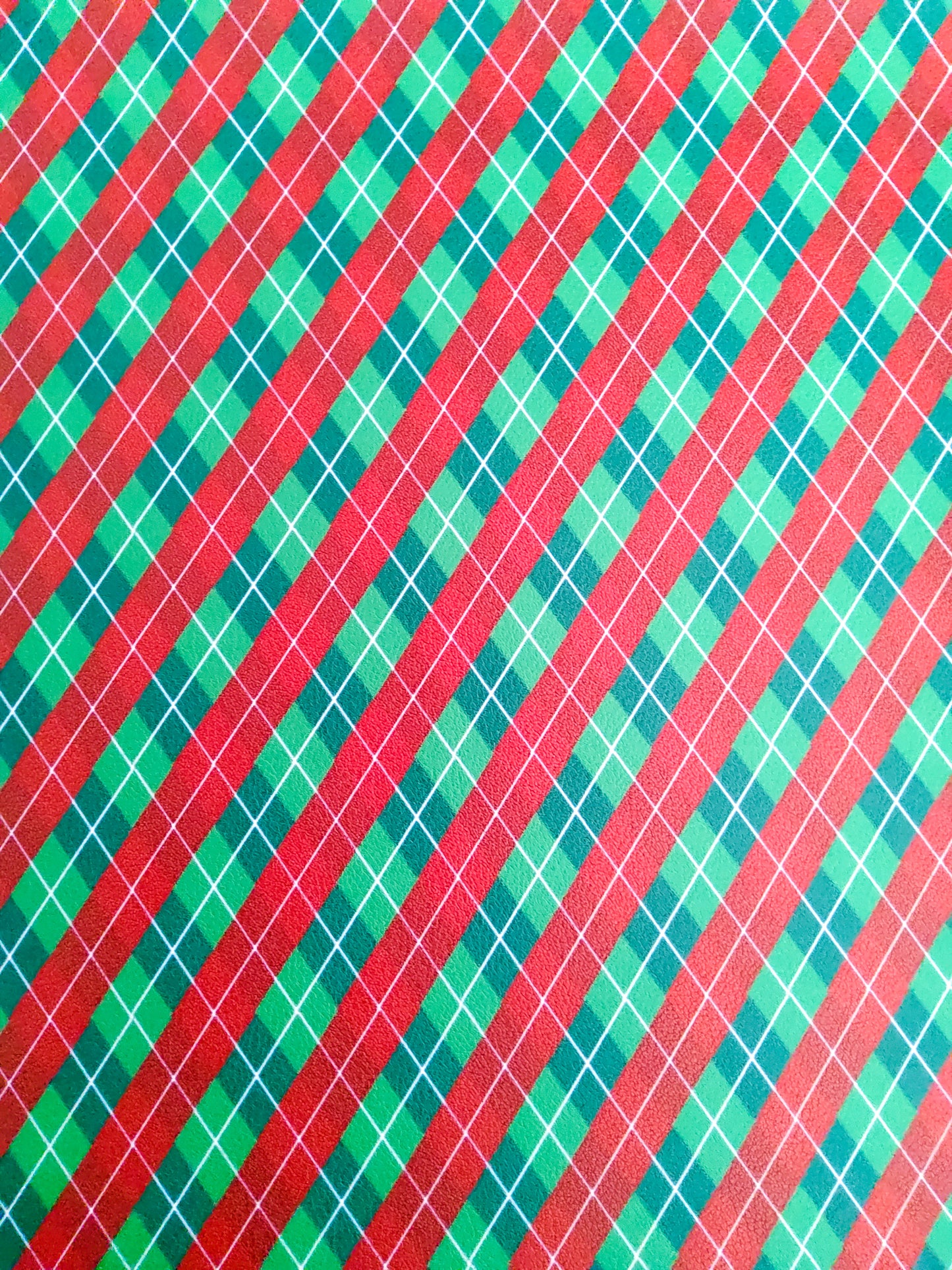 Red and Green Christmas Plaid 9x12 faux leather sheet