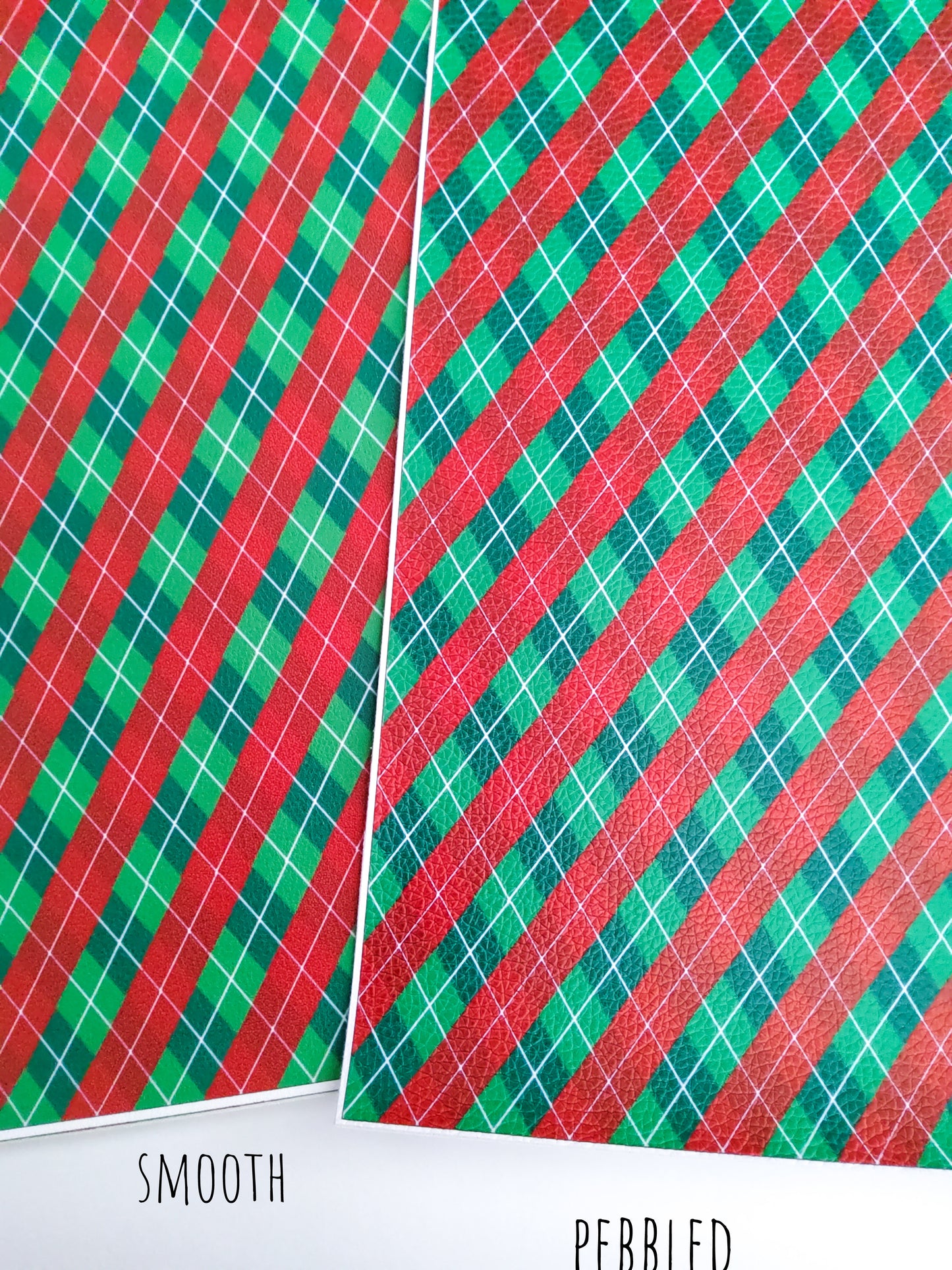 Red and Green Christmas Plaid 9x12 faux leather sheet
