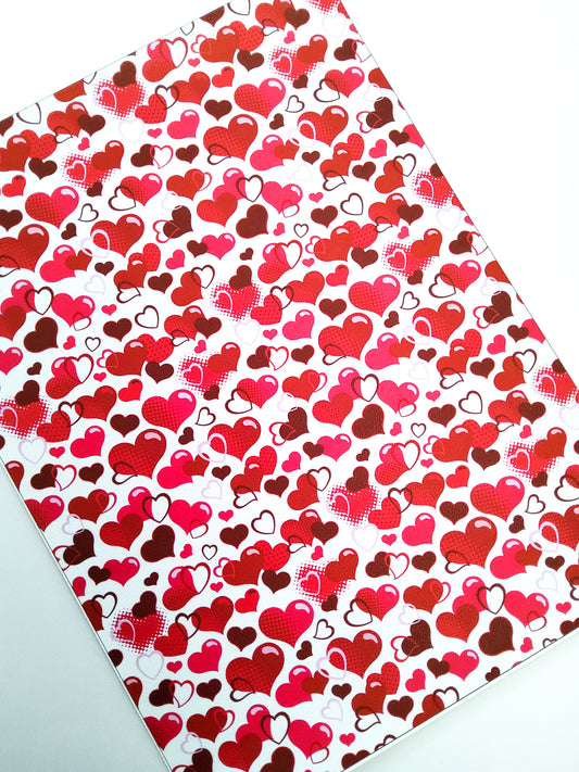 Red Hearts 9x12 faux leather sheet